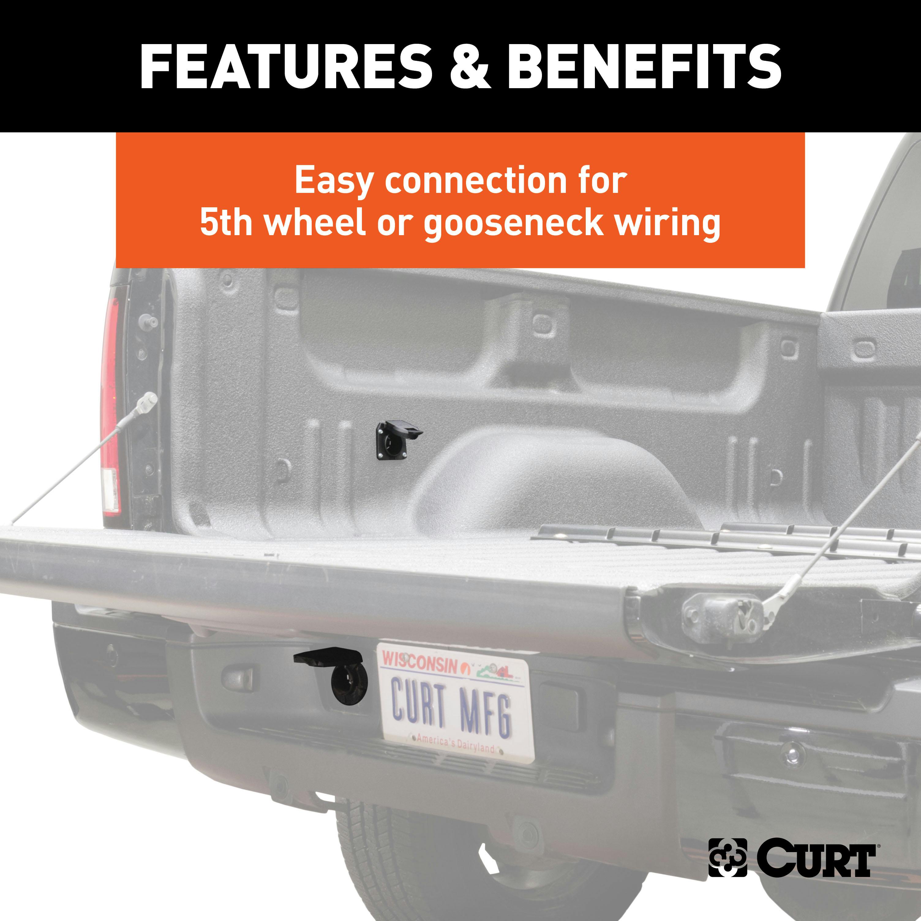 CURT 56070010 7' Custom Wiring Extension Harnesses (Adds 7-Way RV Blade to  Truck Bed, 10-Pack)