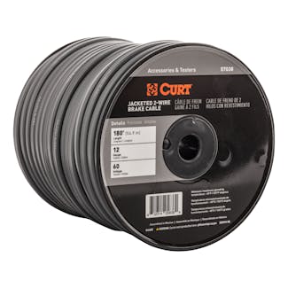CURT 57038 2-Wire Jacketed Trailer Brake Cable, 180' Spool, 12 Gauge Wire