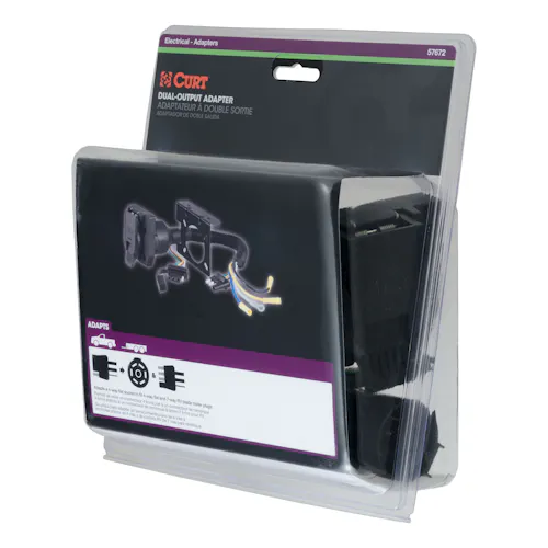 CURT Adapter - 7-Way RV Blade To 6-Way Round Trailer - Center Pin Auxiliary