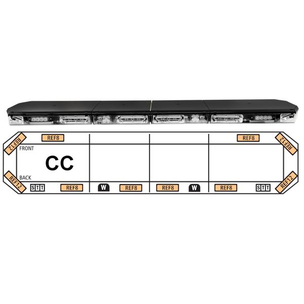 ECCO 27-00007-E 27 Series LED Lightbar (52", 10 LEDs, 2 STT, 2WL, Black Top Lens, Amber)