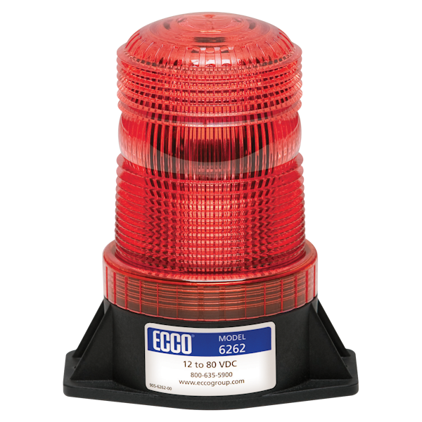 ECCO 6262R 6262 Series Medium-Profile LED Warning Beacon (2-Bolt Mount, Side Wire, Red)
