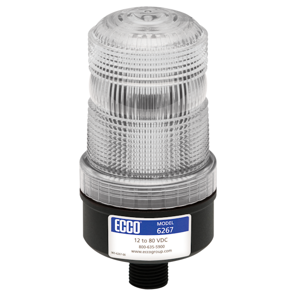 ECCO 6267C 6267 Series Medium-Profile LED Warning Beacon (1/2" Pipe Mount, Clear)