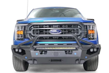 Fab Fours Heavy Duty Steel Rear Bumper With Steps – Fits Specific Truck/SUV Models, 3/4” D-Rings, Retains Hitch & Wiring