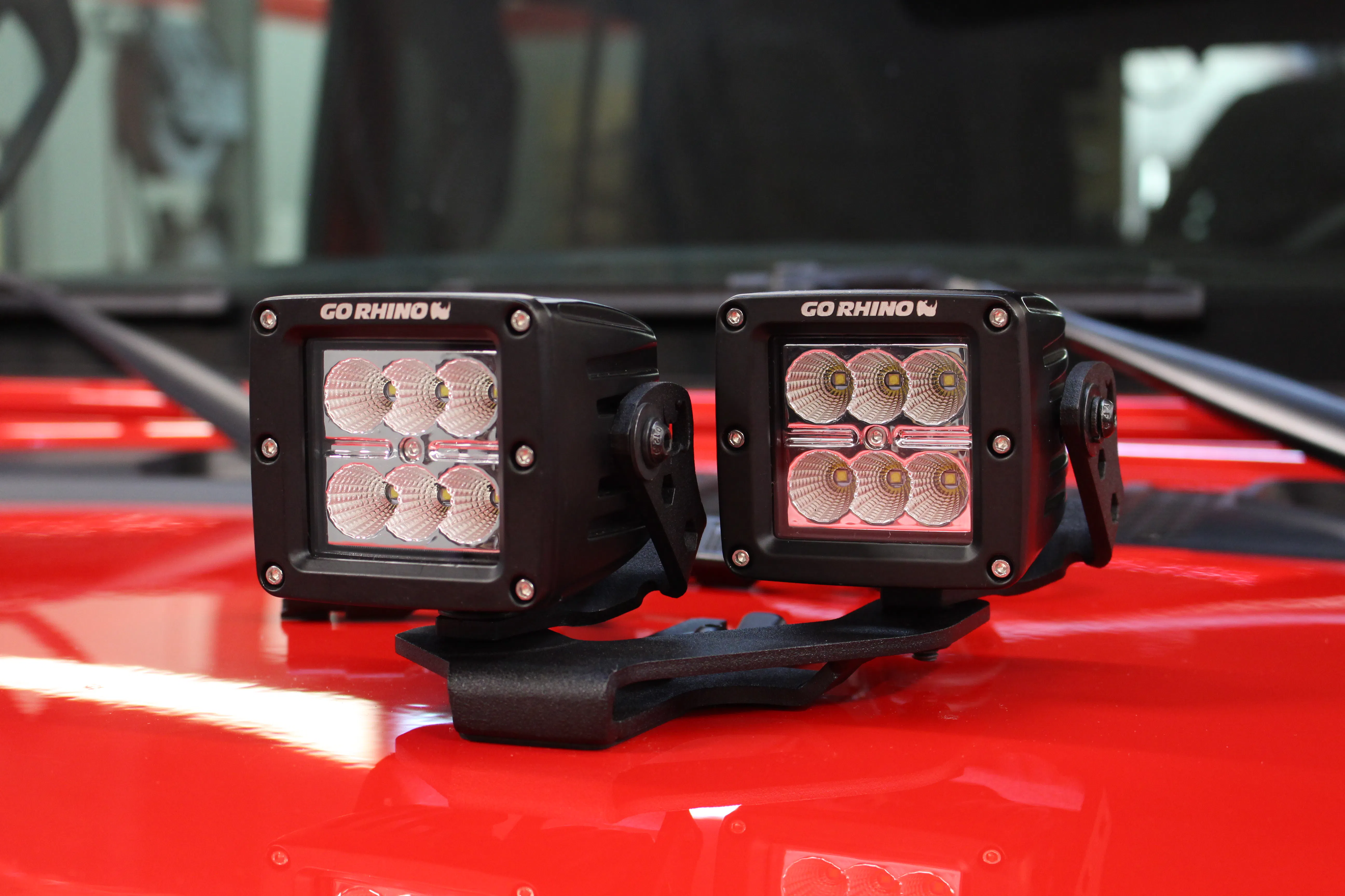 Go Rhino 732231T XE Center Hood Light Mounts for Jeep JL/JT - Fits