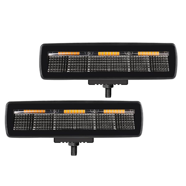 Go Rhino 750600622FBS Blackout Combo Series Lights - Pair of Sixline LED Flood Lights - Amber Accent