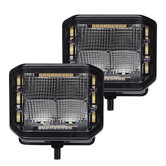 Go Rhino 750700322FCS Blackout Combo Series Lights - Pair of 4x3 Cube Sideline LED Flood Lights