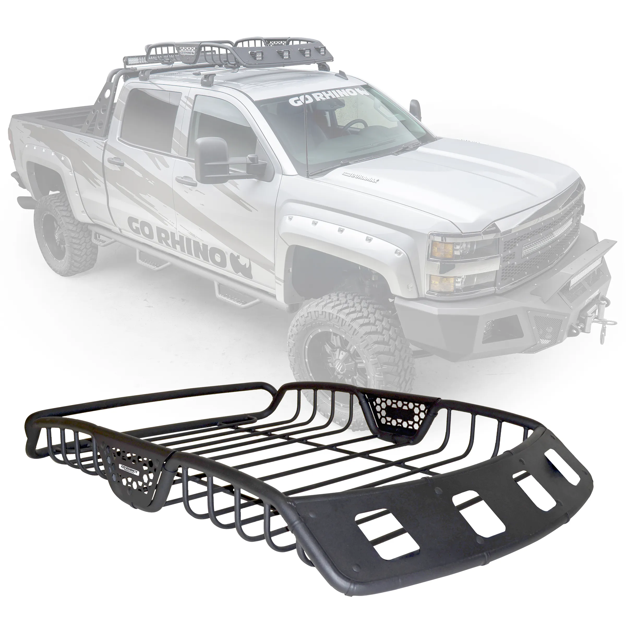 Go Rhino 59045T SR40 Tubular Steel Roof Rack With 4x Light Mount