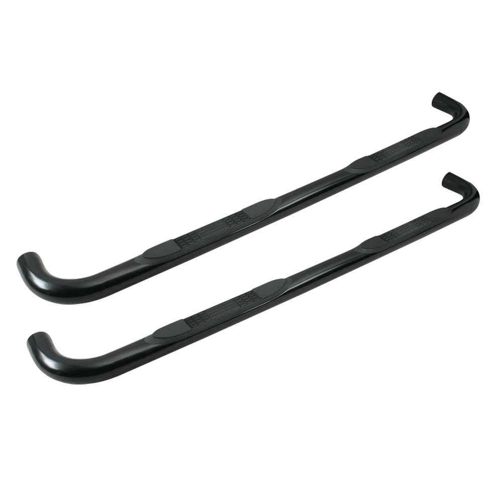 Iconic Accessories 113-5153 3 Round Steel Side-Step Nerf Bars (90° Bend,  Black Powder Coated)