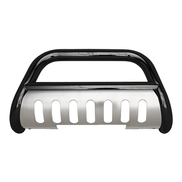 Iconic Accessories 131-5042 Black Powder Coated Steel Bull Bar with Brushed Skid Plate