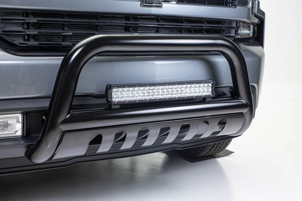 Matte Black AVT Style LED Bull Bar With Skid Plate - Compatible With 2002-2009 Chevy Trailblazer & GMC Envoy