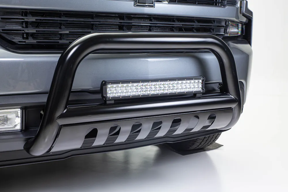 Matte Black AVT Style LED Bull Bar With Skid Plate - Compatible With 2002-2009 Chevy Trailblazer & GMC Envoy