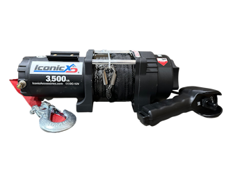 Iconic Accessories 406-3505 XD Series 3500 Lb ATV/UTV Winch with Synthetic Rope and Hawse Fairlead