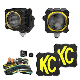 KC Hilites 520 KC FLEX ERA 1 LED 2-Light Kit with Rear Ext Wiring Harness and Spread Beam Ptrn