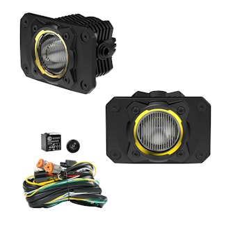 KC Hilites 521 KC FLEX ERA 1 LED 2-Light Flush Mount Kit Rear Ext Wiring Harness & Sprd Bm Ptrn