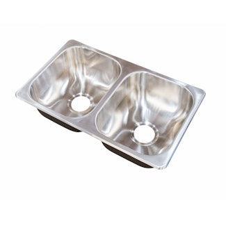 Lippert Components 388412 27X16X7 Stainless Steel Double Bowl Sink; Drawn; 20 Ga (Top/Under Mount)