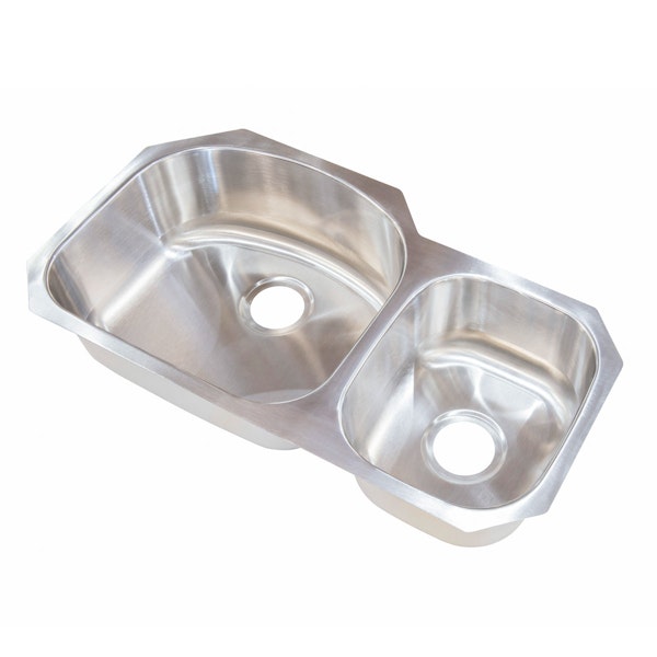 Lippert Components 388415 32X17X7 Stainless Steel Offset Double Bowl Sink; Drawn; 20 Ga (Under Mount)