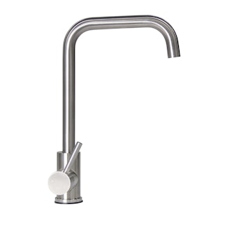 Lippert Components 719325 Stainless Steel Square Gooseneck Faucet; Single Hole (Retail Box)