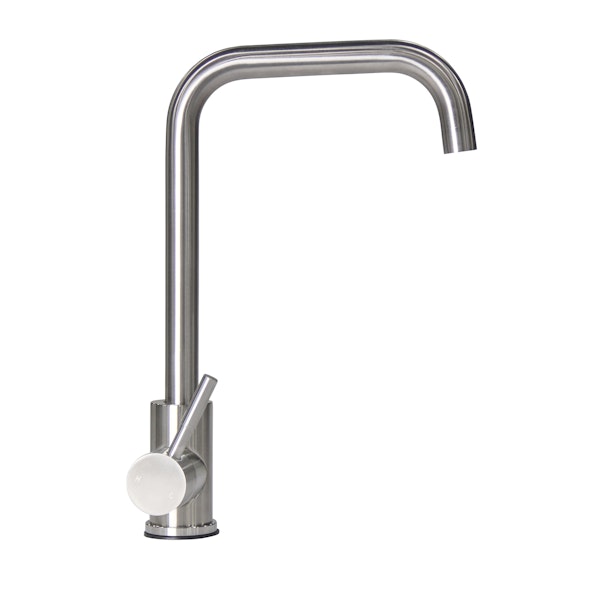 Lippert Components 719325 Stainless Steel Square Gooseneck Faucet; Single Hole (Retail Box)