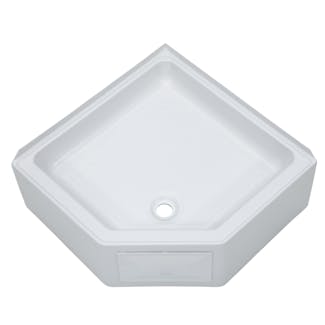 Lippert Components 325246 27 x 27 Corner Shower Pan; Center Drain; 10.5 Apron w/Access Panel - White