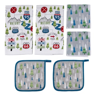 Lippert Components 2022107828 Lippert Road Sign Kitchen Towel & Potholder Set - 6 Pieces