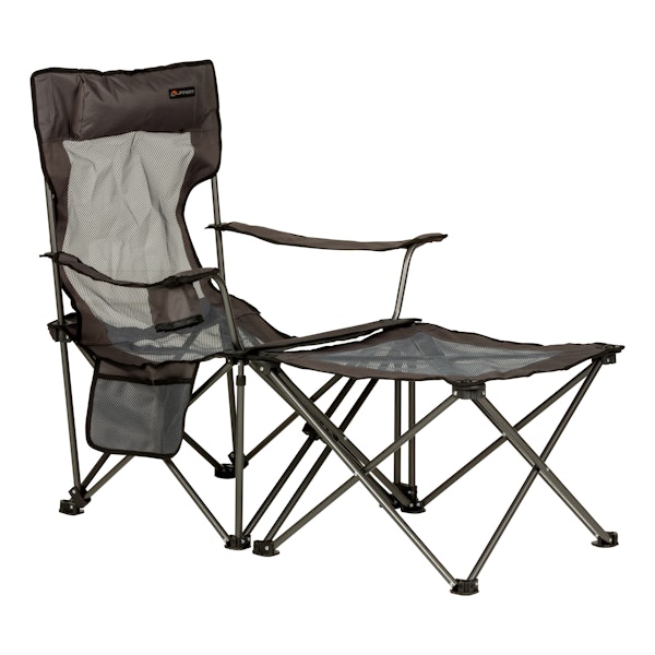Lippert Components 2022114830 Lippert Sun Soaker™ Vented Reclining Camping Chair with Footrest - Dark Grey