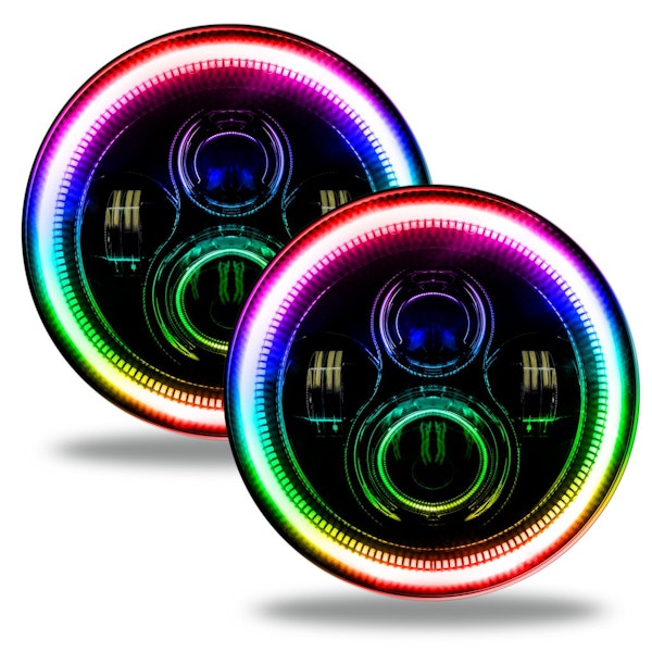 Oracle Lighting 5769-332 7" High Powered LED Headlights - Black Bezel - Dynamic ColorSHIFT®