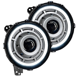 Oracle Lighting 5839-504-PSC Oculus Bi-LED Projector Headlights for Wrangler JL/ Gladiator JT - Satin Silver Oracle Lighting 5839-504-PSC Oculus Bi-LED Projector Headlights for Wrangler JL/ Gladiator JT - Satin Silver