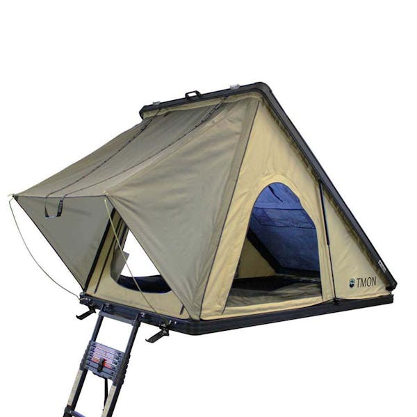 Overland Vehicle Systems 18119935 LD TMON - Clamshell Aluminum Roof Top Tent, 2 Person, Tan Body & Green Rainfly