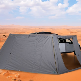 Overland Vehicle Systems 18159910 Nomadic Awning 180 - Side Wall with Window -  Dark Gray With Storage Bag