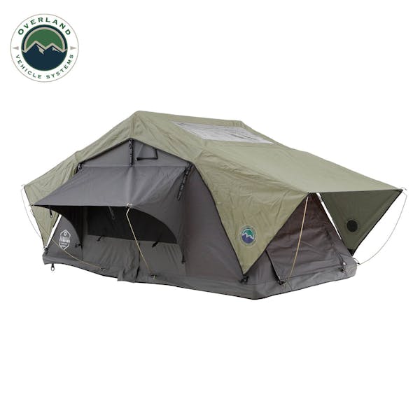 Overland Vehicle Systems 18439936 N3S Nomadic 3 Standard Roof Top Tent Gray Body Green Rainfly