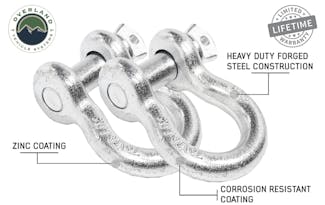 Overland Vehicle Systems 19010205 Recovery Shackle 3/4 4.75 Ton Zinc - Sold In Pairs