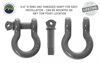 Overland Vehicle Systems 19010206 Recovery Shackle 3/4 4.75 Ton Grey - Sold In Pairs