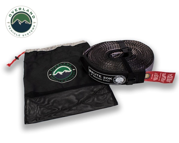 Overland Vehicle Systems 19059916 Tow Strap 20,000 lb. 2 x 30' Gray With Black Ends & Storage Bag