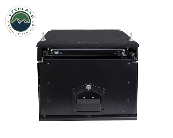 Overland Vehicle Systems 21010201 Cargo Box With Slide Out Drawer & Working Station Size - Black Powder Coat