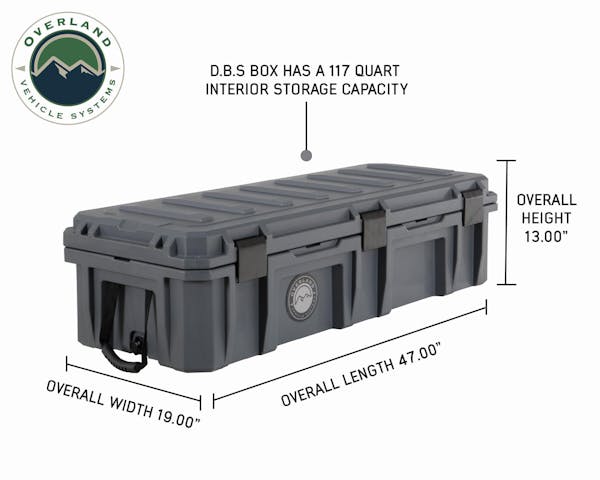 Overland Vehicle Systems 40100021 D.B.S.  - Dark Grey 117 QT Dry Box with Wheels, Drain, and Bottle Opener