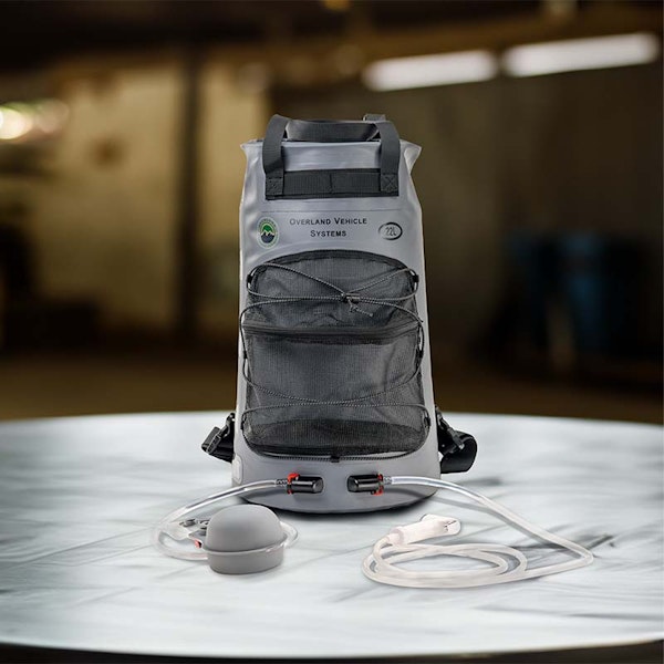 Overland Vehicle Systems 40300031 Portable Camp Shower 23 QT, Foot Pump, Nozzle & Accessories
