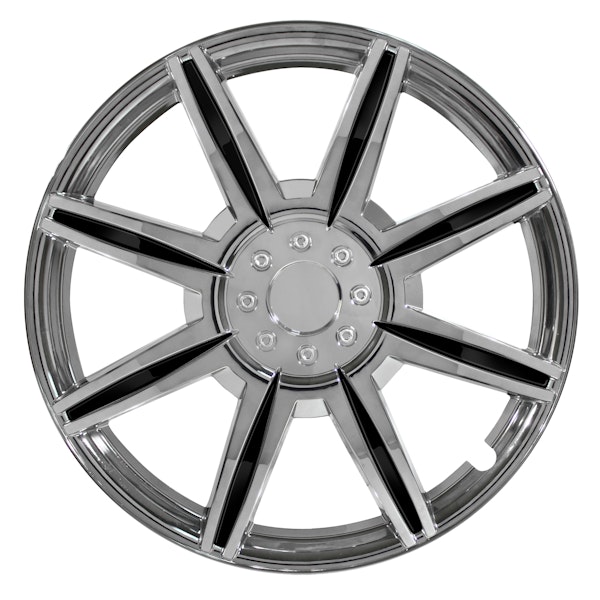 Pilot Automotive WH541-16C-BLK 16 in. Chrome WC 8 Spoke w/ Blk Inserts