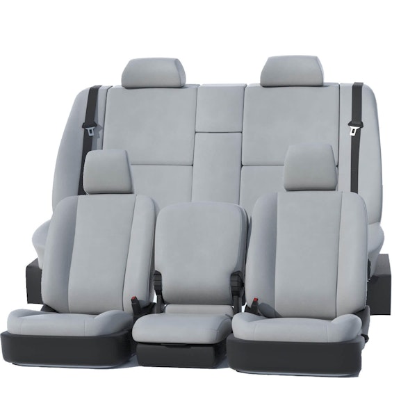 Precison Fit Seat Covers GTB4246ABLTLG Precision Fit Leatherette Custom Front Row Seat Covers - Lt Grey