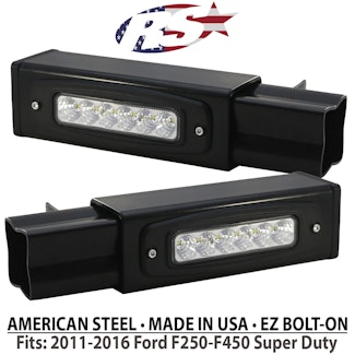Race Sport Lighting FHDHB1116SL Hitch Bar Reverse 7in LED Flood Light HD Bolt-On Chrome Kit-Single End Light Cap