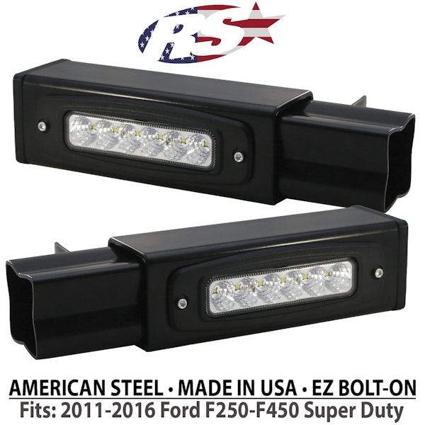 Race Sport Lighting FHDHB1116SL Hitch Bar Reverse 7in LED Flood Light HD Bolt-On Chrome Kit-Single End Light Cap