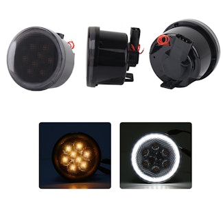 Race Sport Lighting JJKDRLH Turn Signal Amber LED Light Kit with White DRL HALO