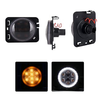 Race Sport Lighting JJKSFH Side Fender Amber LED Light Kit with White HALO