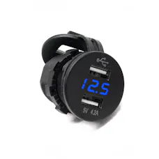Race Sport Lighting RS507971B Dual port USB socket with voltmeter in Blue LED