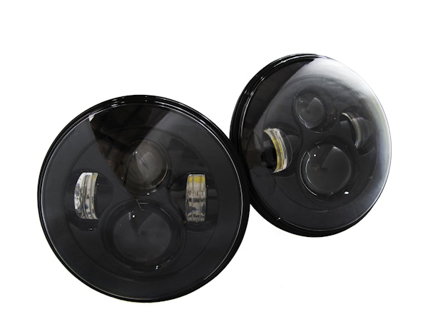 Race Sport Lighting RS-7LEDHLP-5500K-PR (2) 7 LED Projector Conversion Kit 4x10Watt- Plug N Play H4 H/L