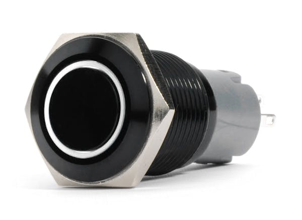 Race Sport Lighting RS-B19MM-LEDW 19mm Black  2-Position On/Off Switch (White) - Black Flush Mount 12V