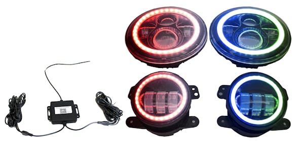 Race Sport Lighting RS3037050-C 7in Headlight and 4in Foglight ColorSMART Combo Complete RGB Multi-Color kit