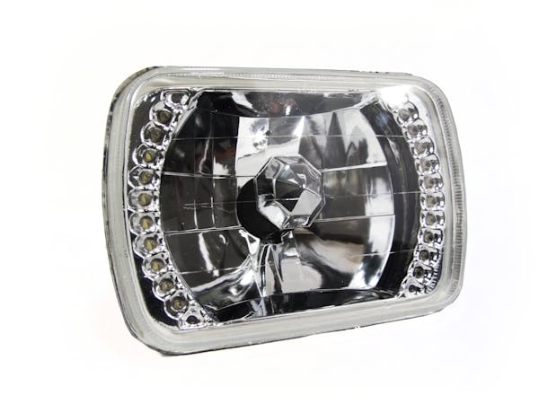 Race Sport Lighting RS4X6SH4LED-W 4x6 Diamond Cut H4 Conversion lens with Recessed LED HALO -White each