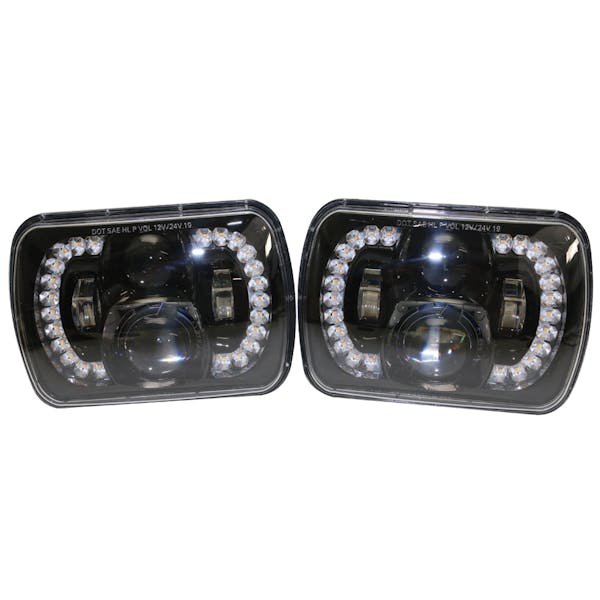 Race Sport Lighting RS5X7SSB 5x7 60-Watt BlackedOut  Sealed beam Conversion Headlight DRL- Turn Signal Spider