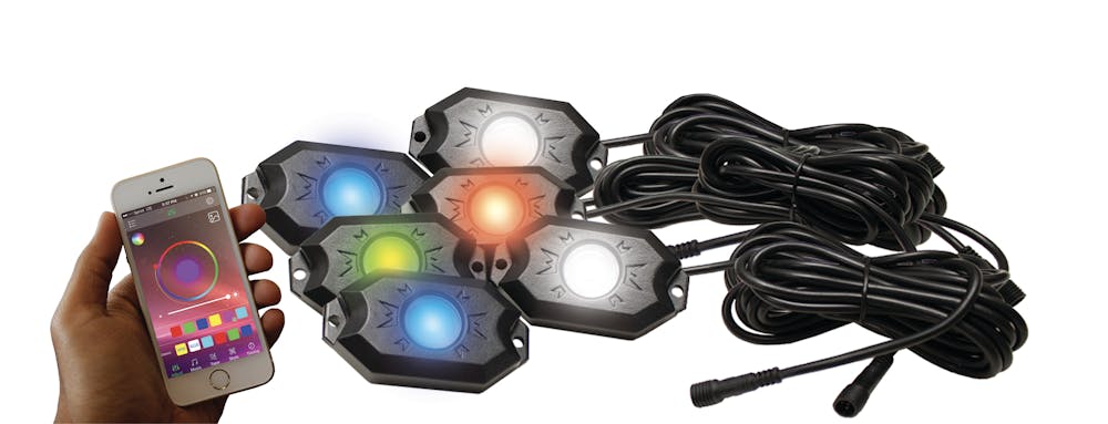 Race Sport Lighting RS6PRGBW ColorSMART 6-Pod RGB+W LED Rock Light Kit (RGB+White  Multi-Color)