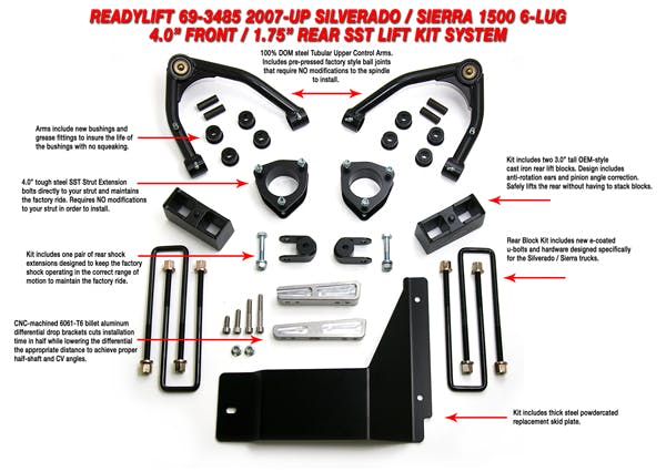 ReadyLift 69-3485 4'' SST Lift Kit Front with 3'' Rear Blocks with